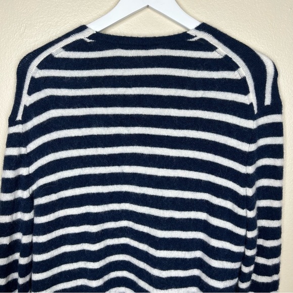 Madewell Womens Cozy Walker Navy White Stripe Wool Alpaca Blend Cardigan Sweater - Picture 5 of 9